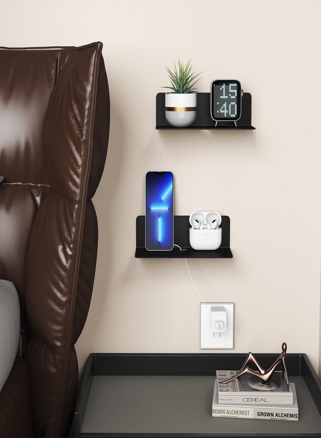 Dr.DJ Floating Shelves 9 Inch Metal Wall Mounted Set of 2 Black - Easily Expand Wall Space - Aluminium Hanging Shelves Display Shelves for Bedroom, Gaming Room, Living Room, Bathroom, Office - Image 5